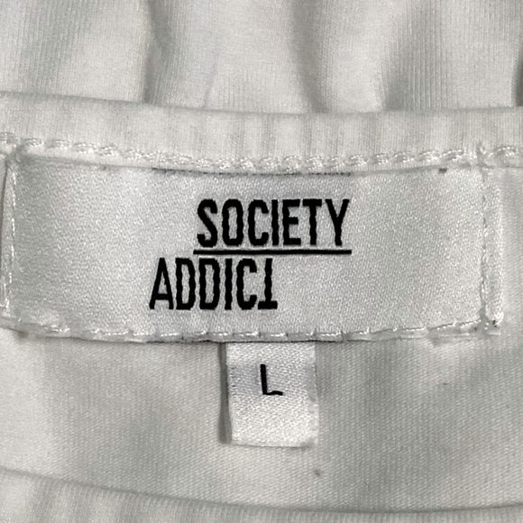 Society Addict Yana White Cropped T-Shirt - Sz L - Picture 4 of 6